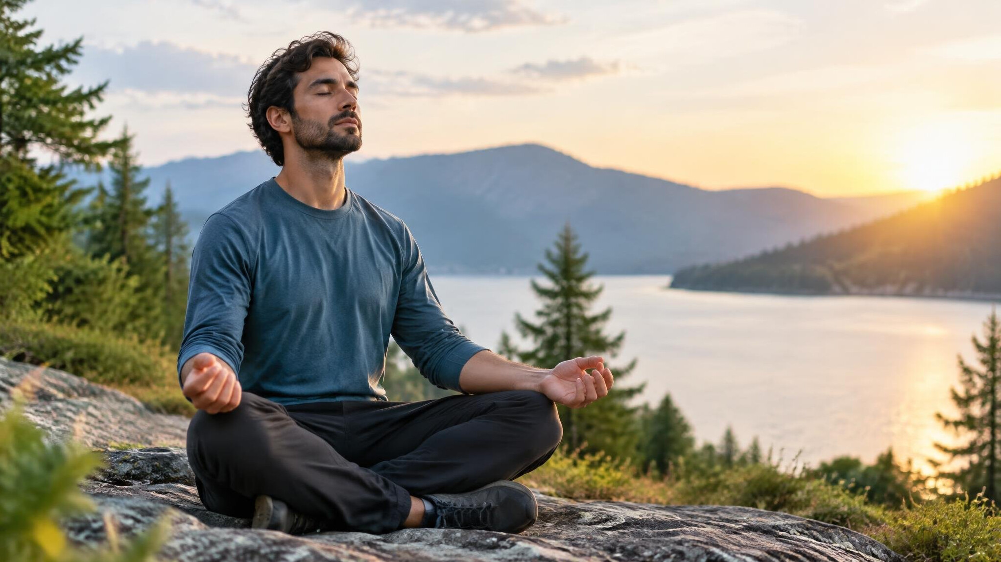 person doing breathing exercises